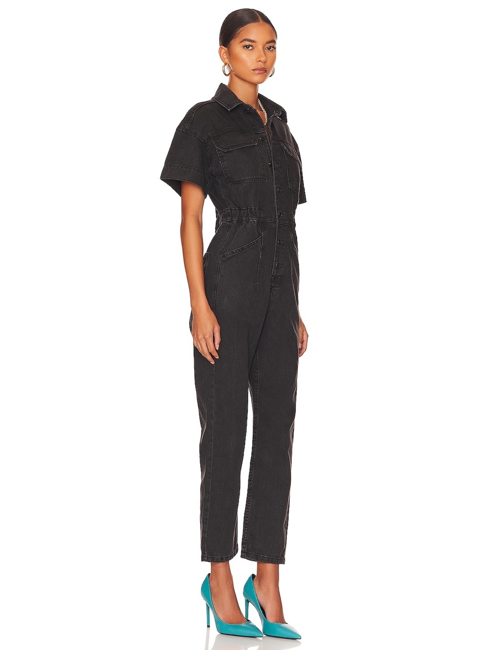 We The Free Marci Denim Jumpsuit in Iron Black Wash